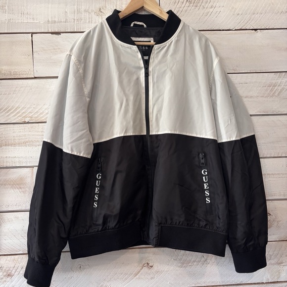 Guess Los Angeles Windbreaker Jacket Black And White SZ XXL LA - Picture 2 of 9